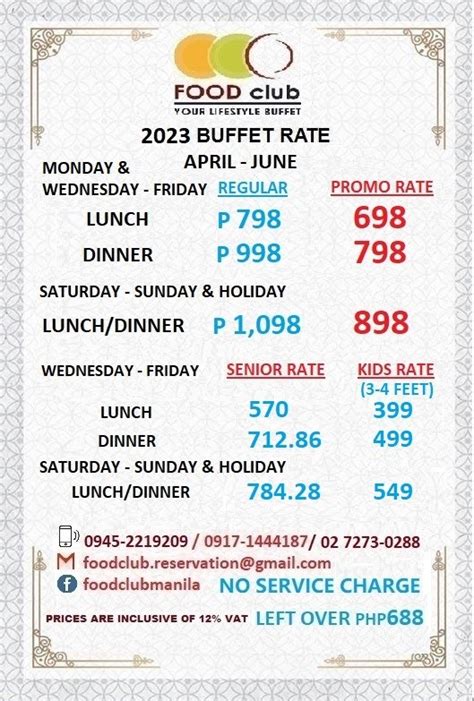 food club manila price per head birthday promo